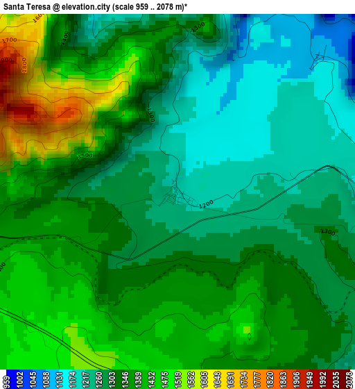 Santa Teresa elevation map