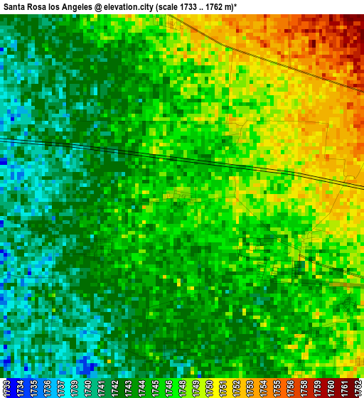 Santa Rosa los Angeles elevation map