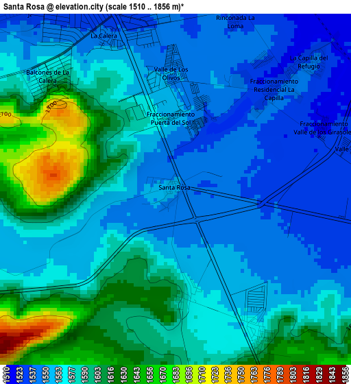 Santa Rosa elevation map