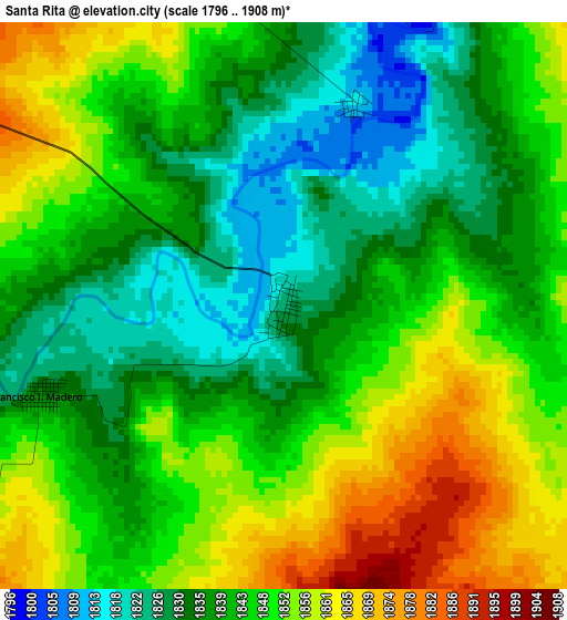 Santa Rita elevation map