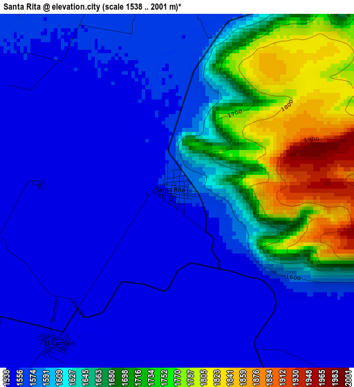 Santa Rita elevation map