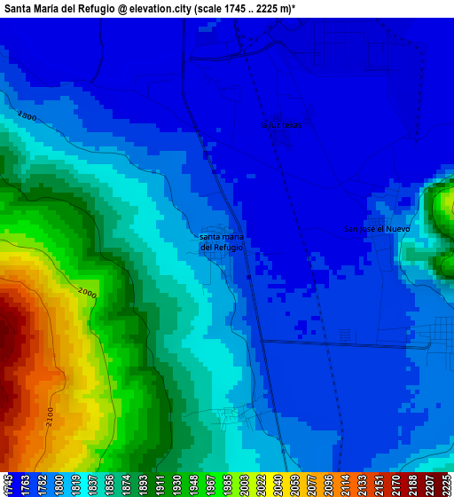 Santa María del Refugio elevation map