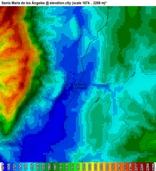 Santa María de los Ángeles elevation map