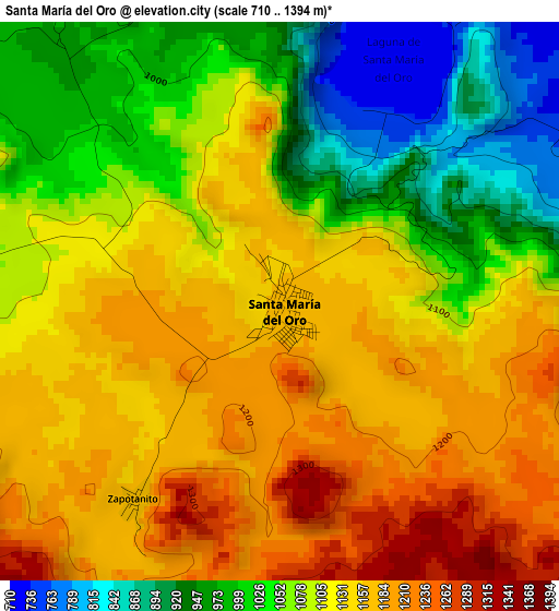 Santa María del Oro elevation map