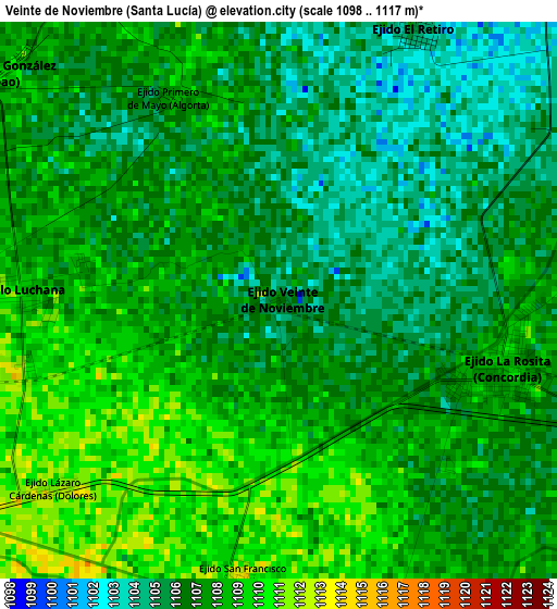 Veinte de Noviembre (Santa Lucía) elevation map