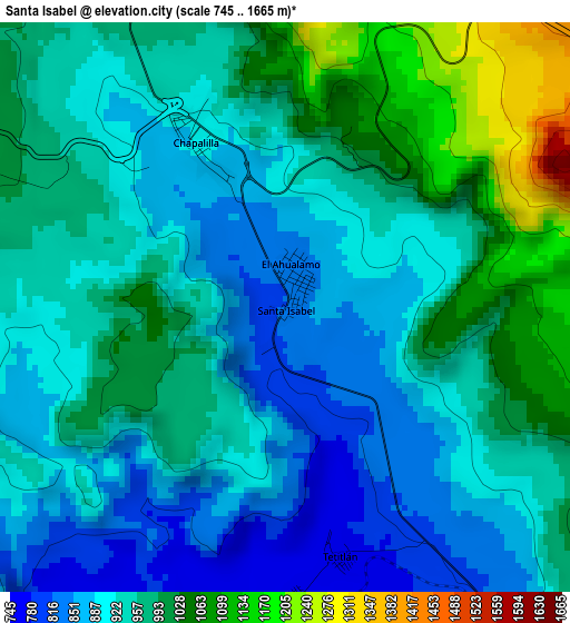 Santa Isabel elevation map