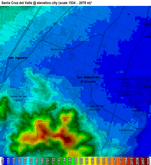 Santa Cruz del Valle elevation map