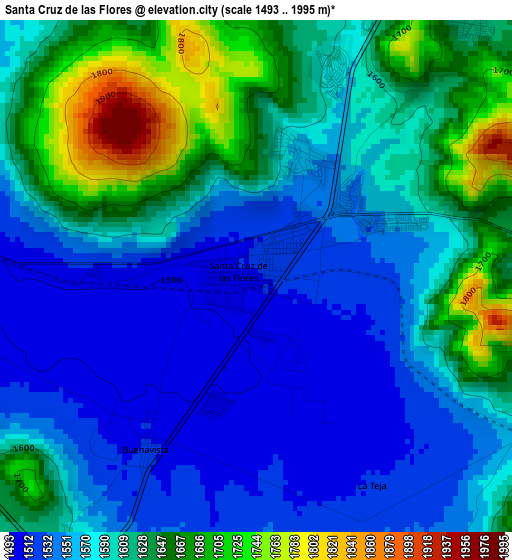 Santa Cruz de las Flores elevation map