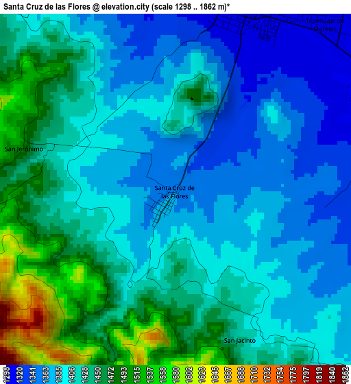 Santa Cruz de las Flores elevation map