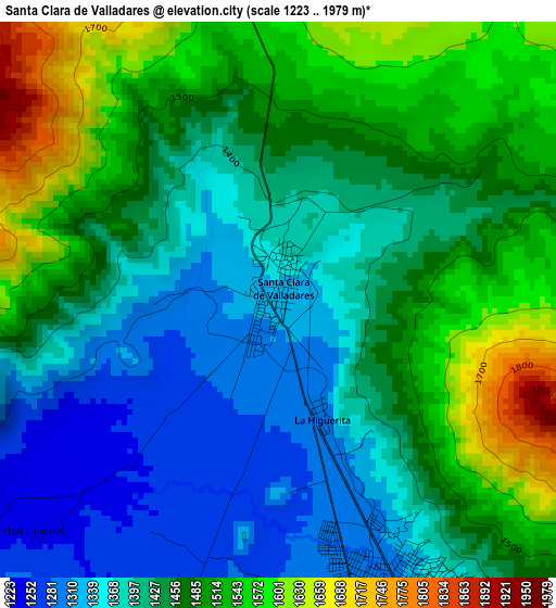 Santa Clara de Valladares elevation map