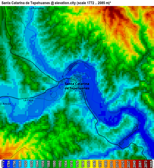 Santa Catarina de Tepehuanes elevation map