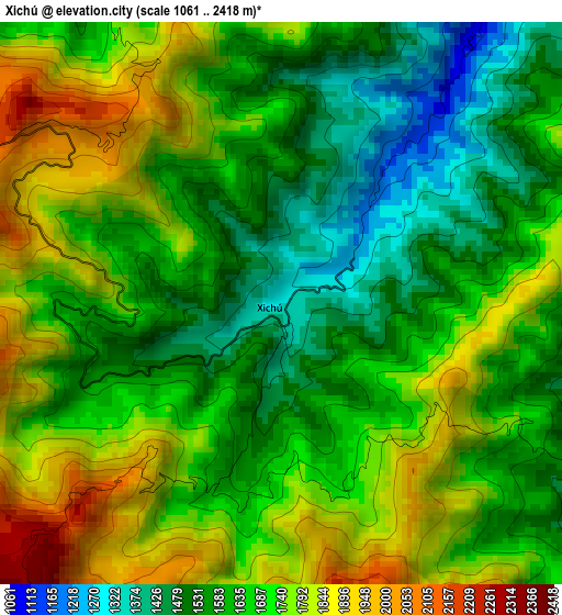 Xichú elevation map