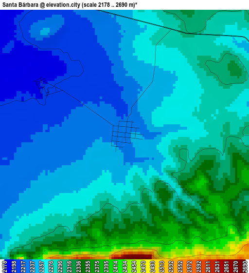 Santa Bárbara elevation map