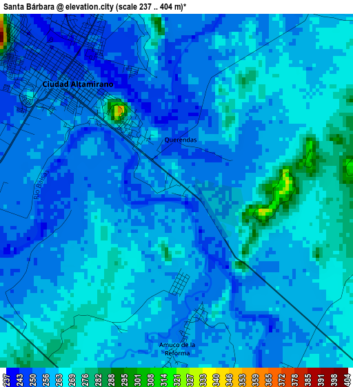 Santa Bárbara elevation map