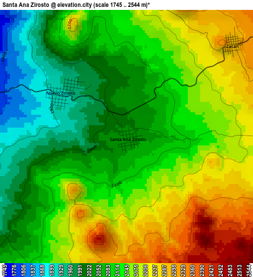 Santa Ana Zirosto elevation map