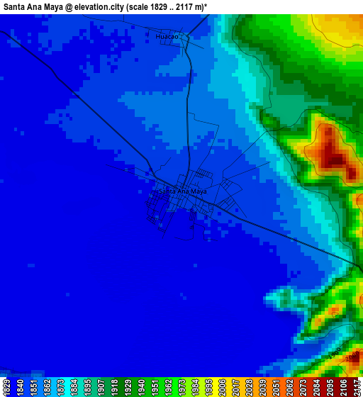 Santa Ana Maya elevation map