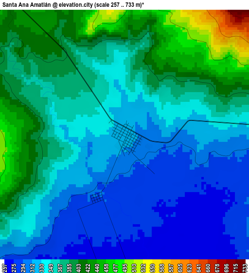 Santa Ana Amatlán elevation map