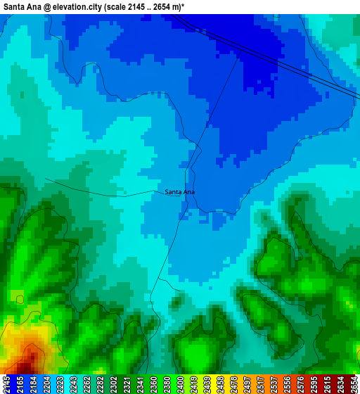 Santa Ana elevation map