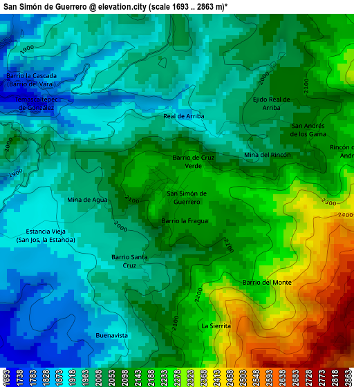 San Simón de Guerrero elevation map