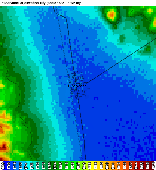 El Salvador elevation map