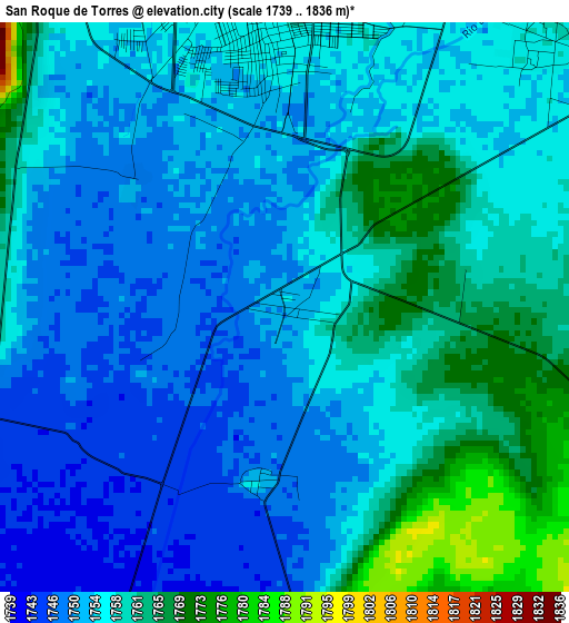 San Roque de Torres elevation map