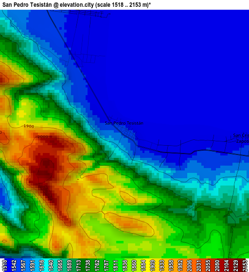 San Pedro Tesistán elevation map