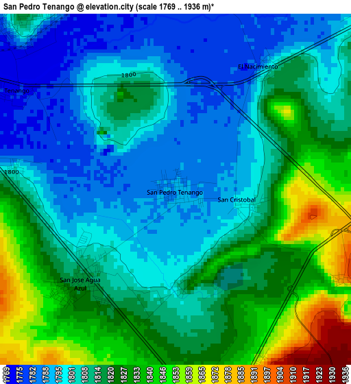 San Pedro Tenango elevation map