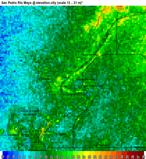 San Pedro Río Mayo elevation map