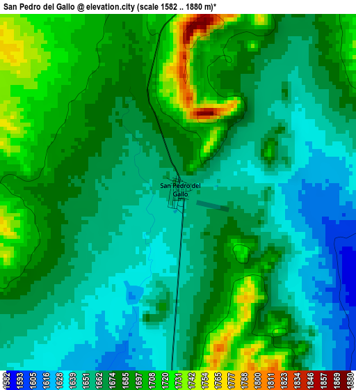 San Pedro del Gallo elevation map