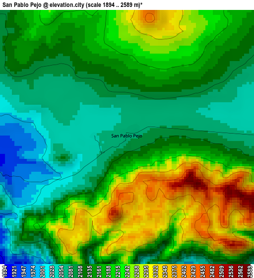 San Pablo Pejo elevation map