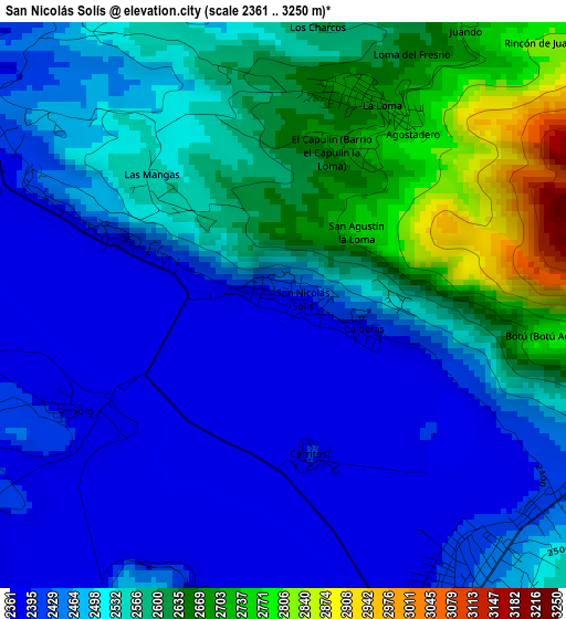 San Nicolás Solís elevation map