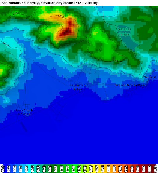 San Nicolás de Ibarra elevation map