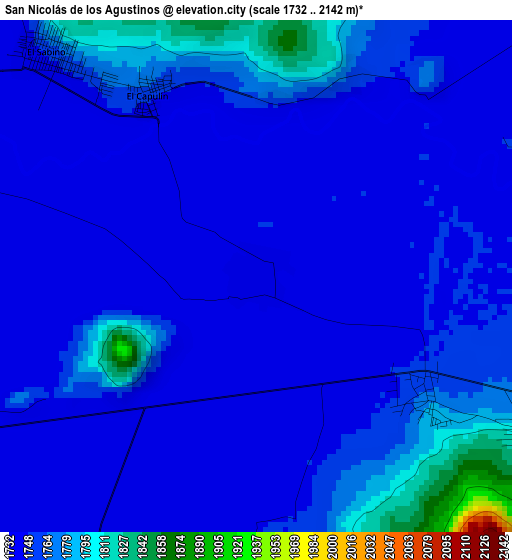 San Nicolás de los Agustinos elevation map