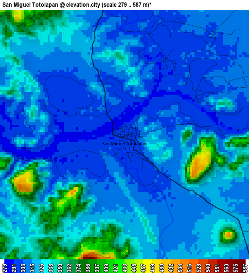 San Miguel Totolapan elevation map