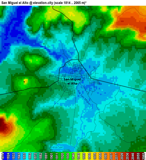 San Miguel el Alto elevation map