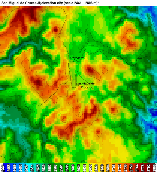 San Miguel de Cruces elevation map