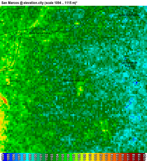 San Marcos elevation map