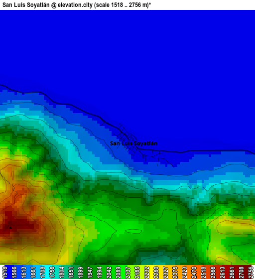 San Luis Soyatlán elevation map