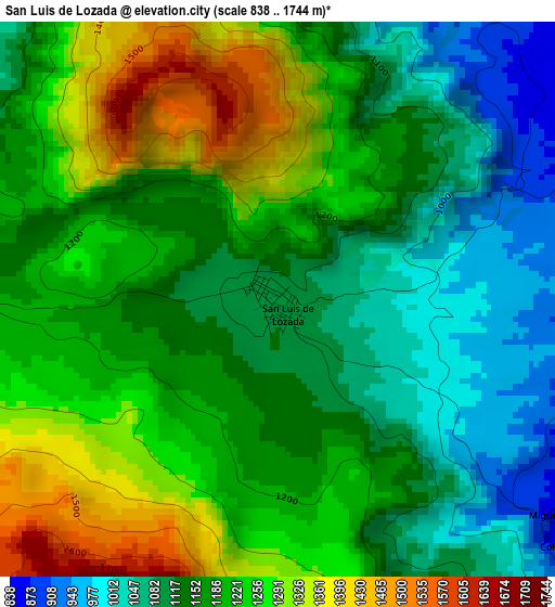 San Luis de Lozada elevation map