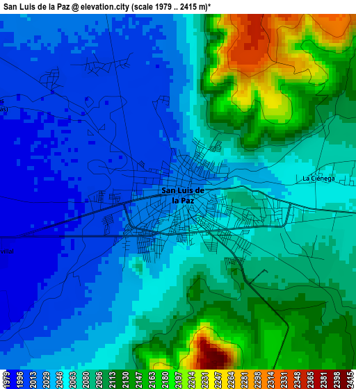 San Luis de la Paz elevation map