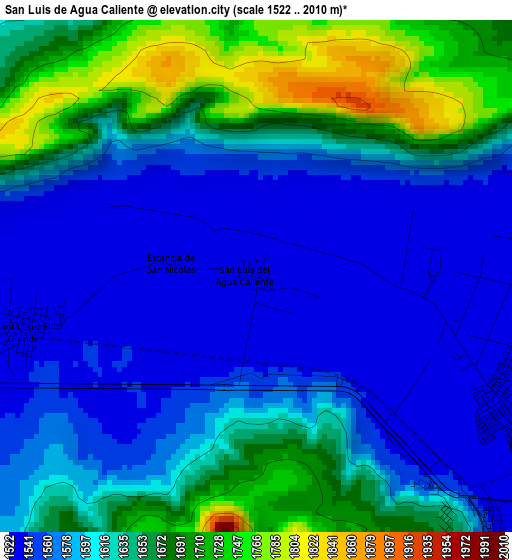 San Luis de Agua Caliente elevation map