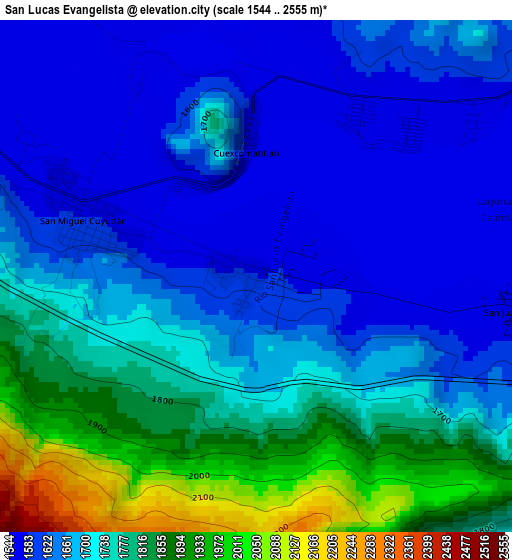 San Lucas Evangelista elevation map