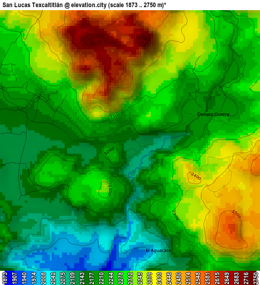 San Lucas Texcaltitlán elevation map