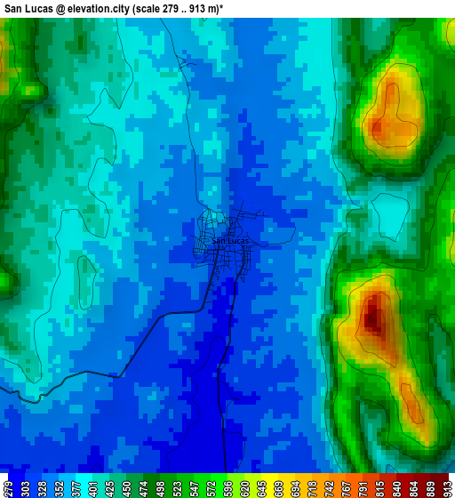 San Lucas elevation map