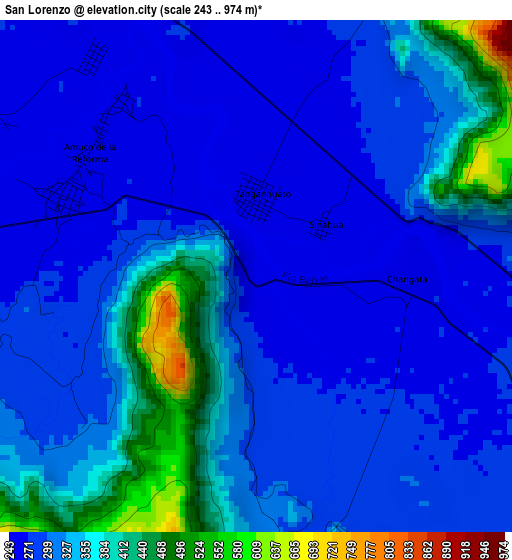 San Lorenzo elevation map