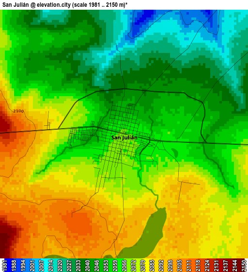 San Julián elevation map