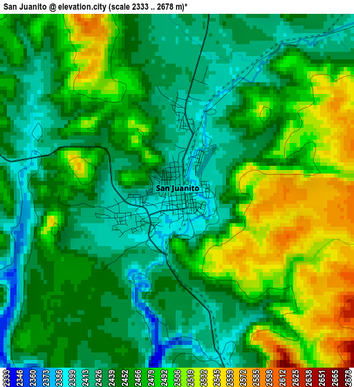 San Juanito elevation map