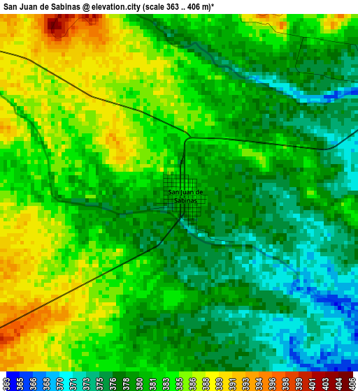 San Juan de Sabinas elevation map