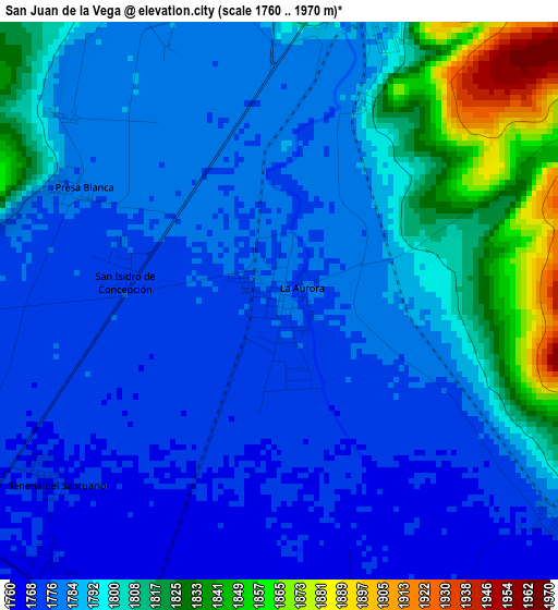 San Juan de la Vega elevation map