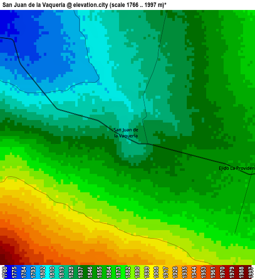 San Juan de la Vaquería elevation map